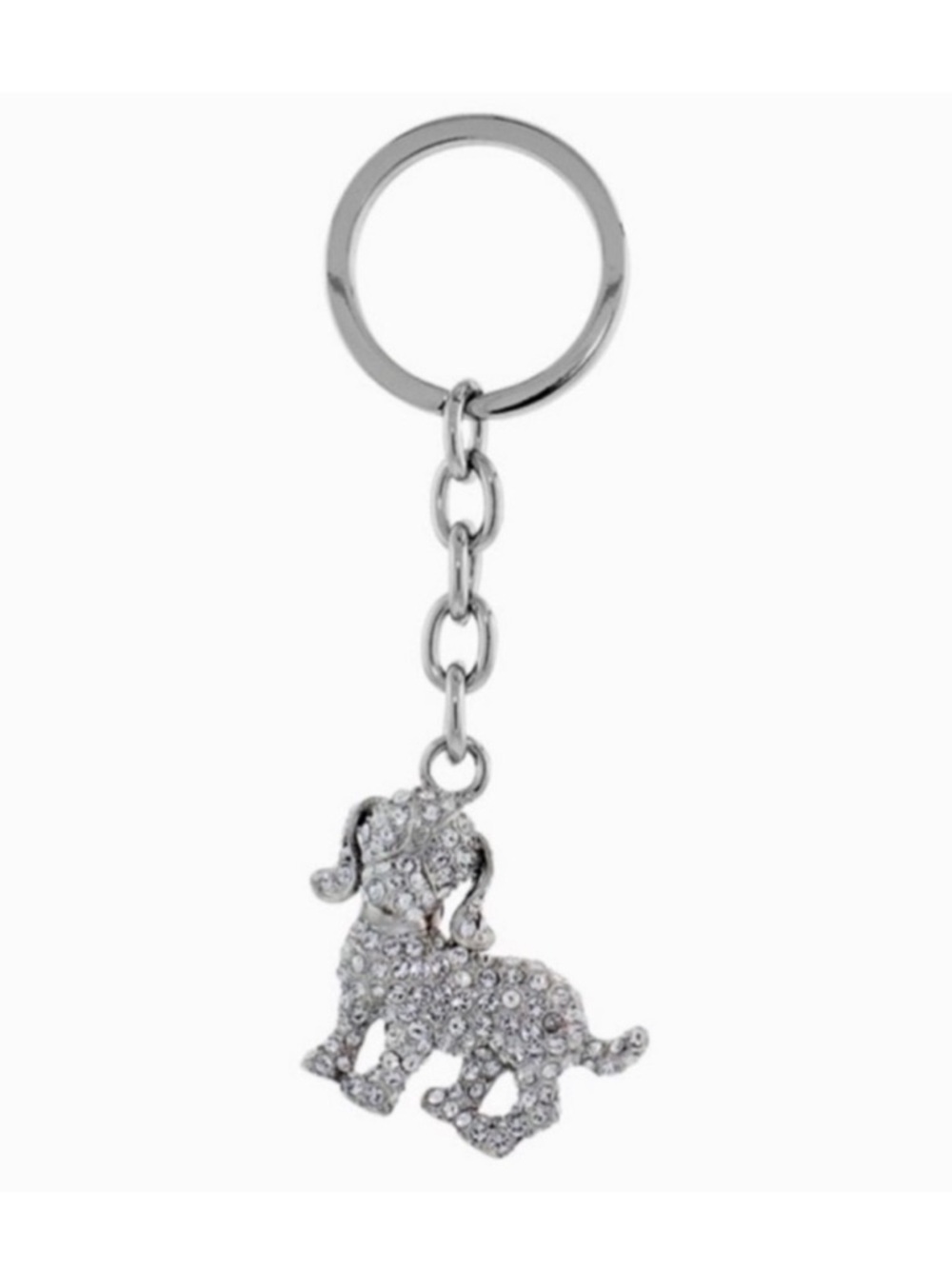 NEW Rhinestone Dog Keychain Charm Bag Accessory SilverTone